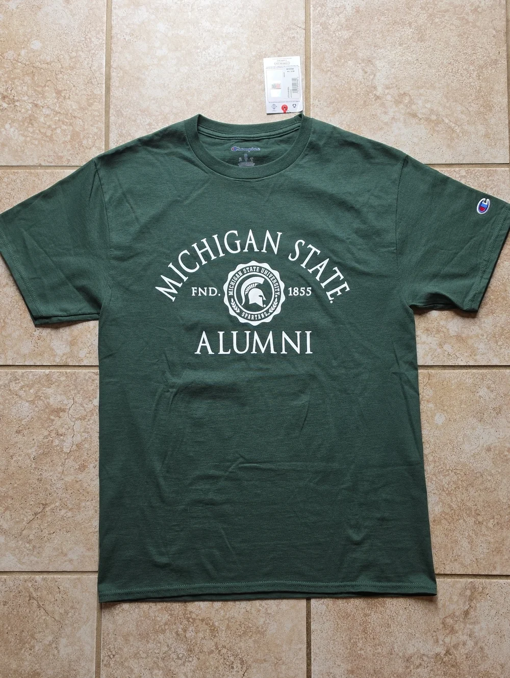 Champion Michigan State Alumni Dark Green Crew Tee - Picture 1 of 7